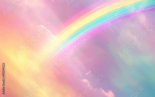 Soft pastel background with a sweep of rainbow light. photo