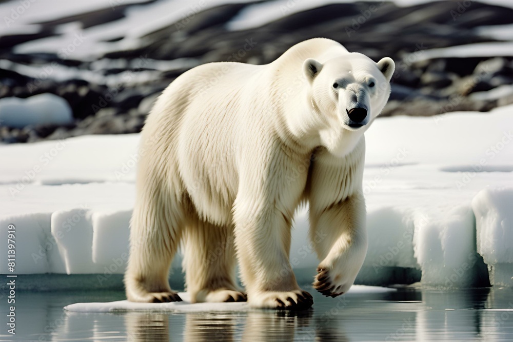 Fototapeta premium Polar bear, Global warming, Climate change