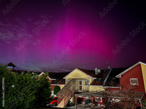 Nupaky, Czech republic - May 10, 2024 - Aurora Borealis above Nupaky by Prague