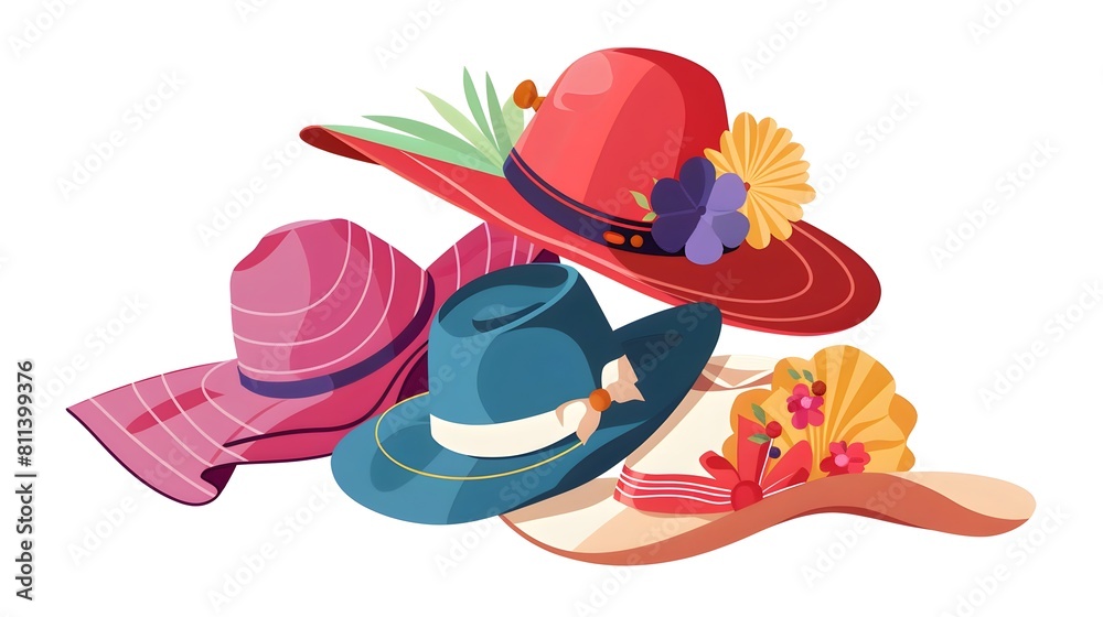 kentucky derby hats design vector flat modern isolated illustration
