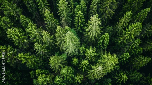 Aerial View of a Majestic Pine Forest  Natural Landscape