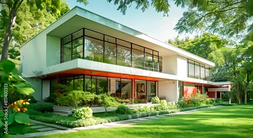 modern house in the city, reate a house in a modernist style photo
