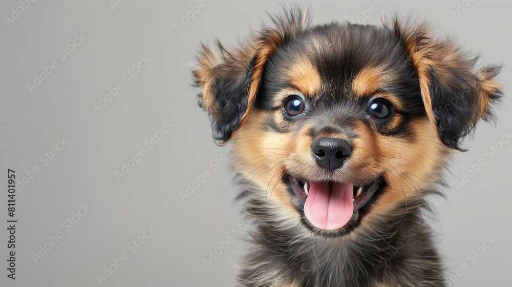 Cute fluffy portrait smile, Puppy dog that looking at camera, Isolated on clear PNG background, Funny moment, Lovely dog, Pet concept, Fluffy puppy smile, Adorable dog portrait, Happy puppy face, Dog 