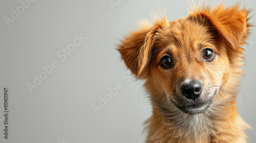Cute fluffy portrait smile, Puppy dog that looking at camera, Isolated on clear PNG background, Funny moment, Lovely dog, Pet concept, Fluffy puppy smile, Adorable dog portrait, Happy puppy face, Dog 