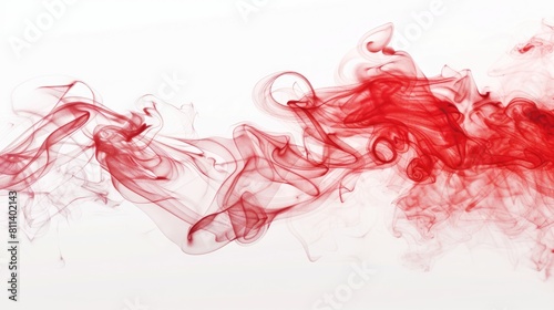 Red smoke moving against a white backdrop with a red ink effect