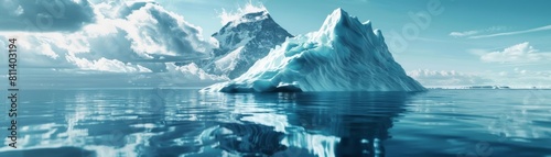 Utilizing the iceberg as a visual metaphor for the vast potential and unseen challenges of a thriving business photo
