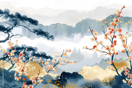 松竹梅と和の風景-1