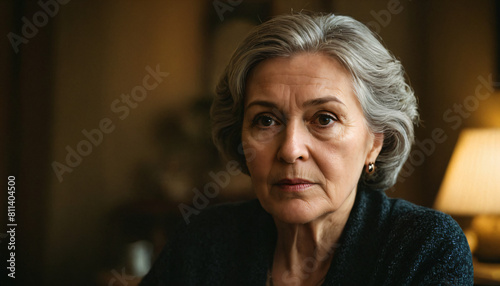 Starsza kobieta w fotelu, babcia photo