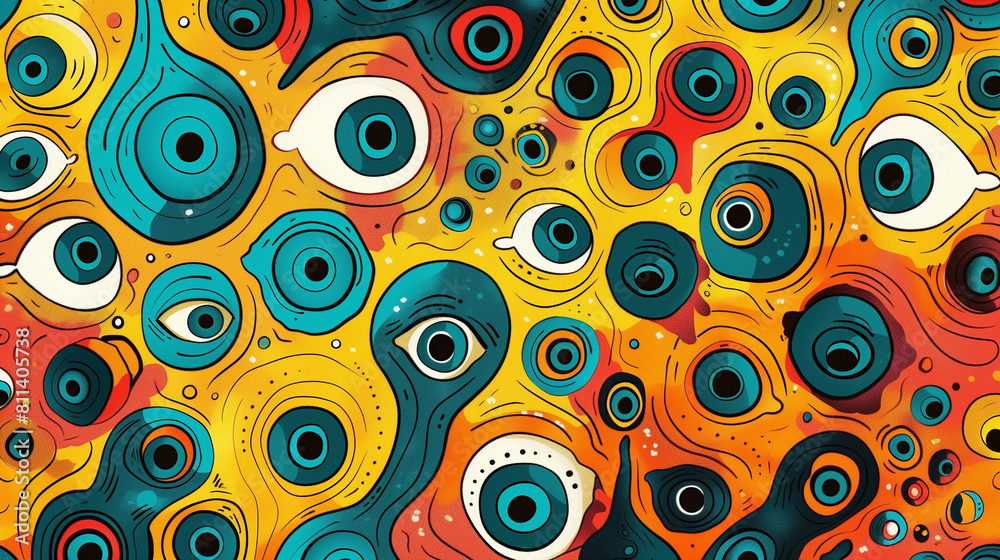 Background cartoon psychedelic eyes Background cartoon psychedelic eyes