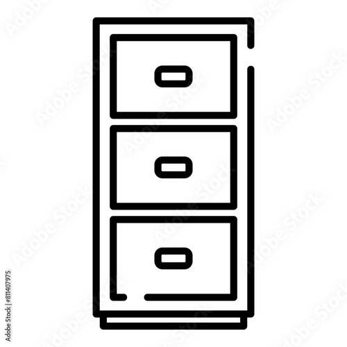 Cabinet with drawers black line icon