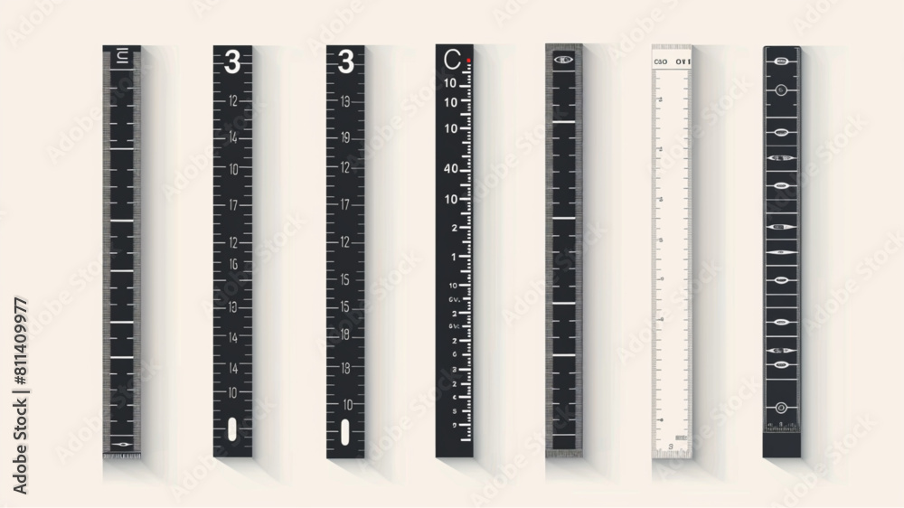 Vetor de Inch and metric rulers. Centimeters, inches and foot, yard and ...