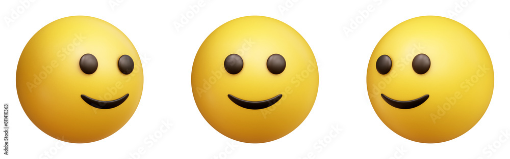 Slightly smiling face three-dimensional emoji. Happy or content emoticon isolated on transparent background. 3D rendering Slightly smiling face three-dimensional emoji. Happy or content emoticon isolated on transparent background. 3D rendering