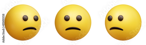 Slightly frowning or unhappy face three-dimensional emoji. Sad emoticon isolated on transparent background. 3D rendering