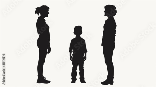  mom and son silhouette on white background vector 3D avatars set vector icon, white background,