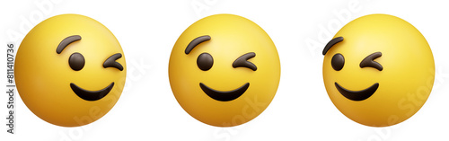 Slika na platnu Winking face three-dimensional emoji isolated on transparent background