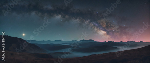 Starry mountain range under night sky © JohnTheArtist