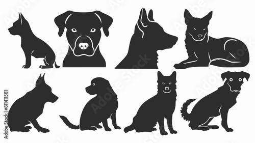 pets set black silhouette isolated vector 3D avatars set vector icon  white background  black colour icon