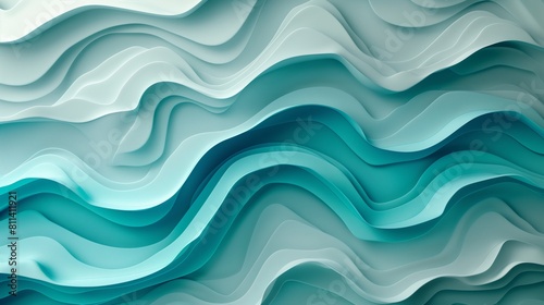 Abstract turquoise waves flowing in seamless pattern. 3D illustration