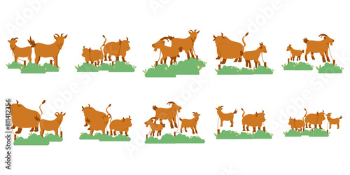 Animal background with grass illustration. Qurban animal for background.