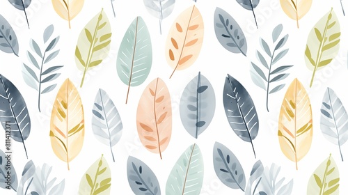Seamless botanical pattern with stylized leaves for textile or wallpaper design photo