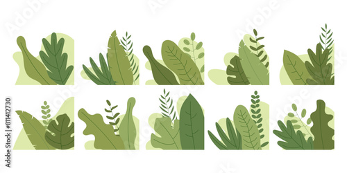 Tropical leaf corner with flat style