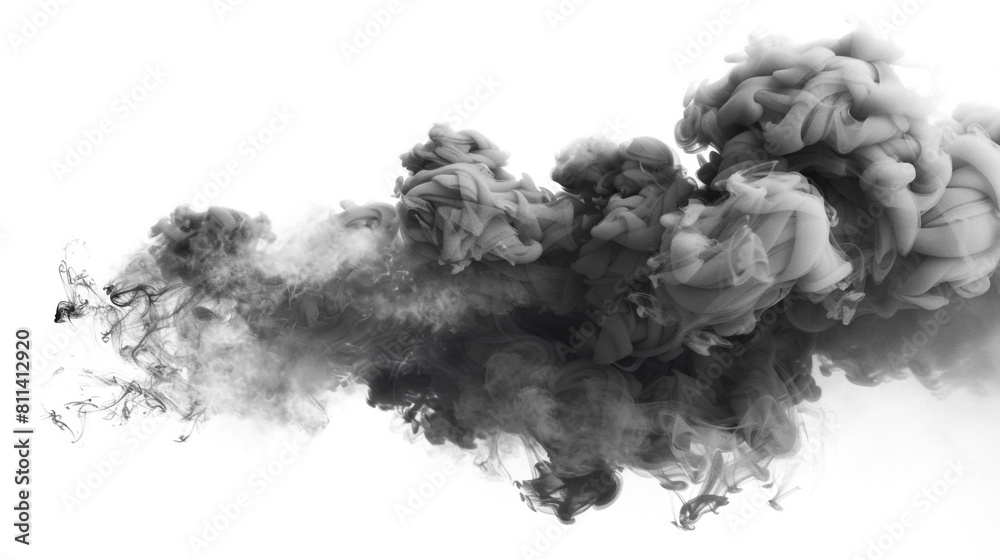 Abstract black gray smoke moving on white background. Steam fire design Abstract black gray smoke moving on white background. Steam fire design