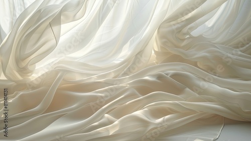 Cascading silk fabric flowing gently in the breeze