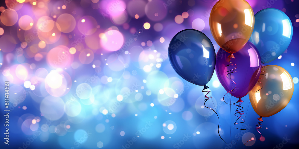 Dreamy Blue and Purple Balloons with Starry Glow – Enchanting Party Atmosphere