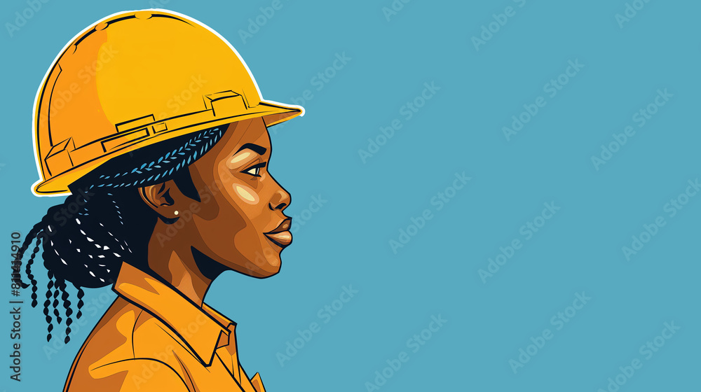 vector illustration of an African American woman construction worker ...