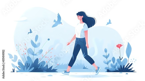 Joyful woman in comfortable sneakers enjoying a rejuvenating walk