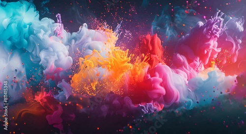 Each chemical reaction brings a new burst of color creating a constantly evolving and captivating display on screen.  photo