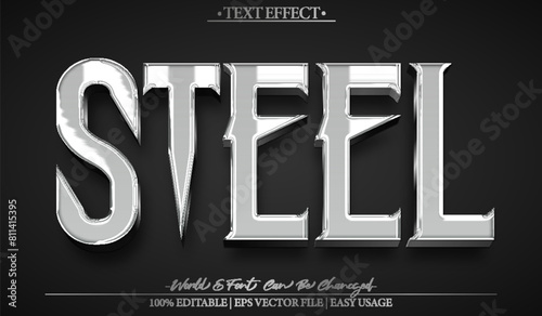 Steel Text Effect Editable Alphabet Iron Metalic Silver  Stainles photo
