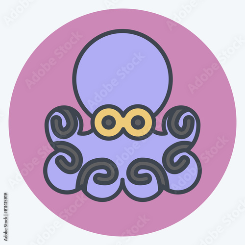 Icon Octopus. related to Seafood symbol. color mate style. simple design illustration