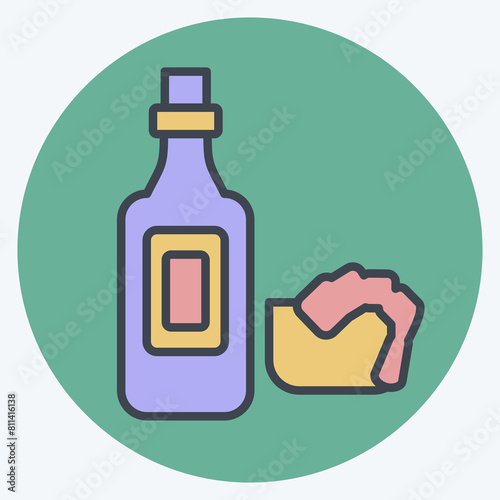 Icon Seafood Sauce. related to Seafood symbol. color mate style. simple design illustration