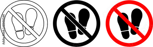 Forbidden foot step sign set photo