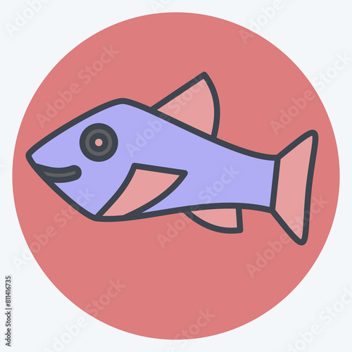 Icon Trout. related to Seafood symbol. color mate style. simple design illustration