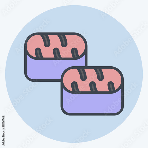 Icon Sushi Tuna. related to Seafood symbol. color mate style. simple design illustration