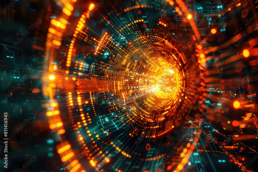 Obraz premium abstract algorithmic patterns Quantum computing core 