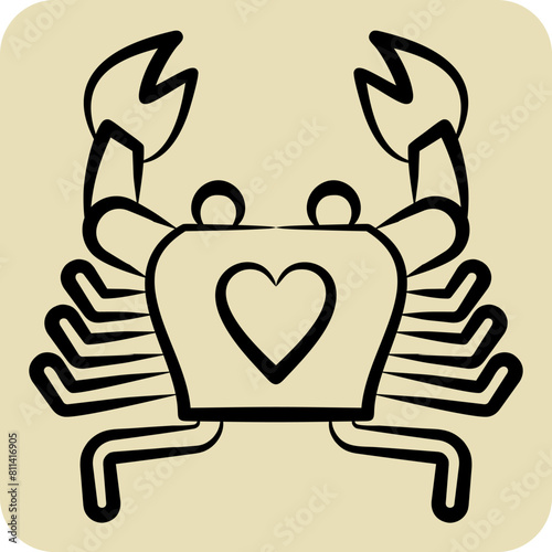 Icon Crab. related to Seafood symbol. hand drawn style. simple design illustration
