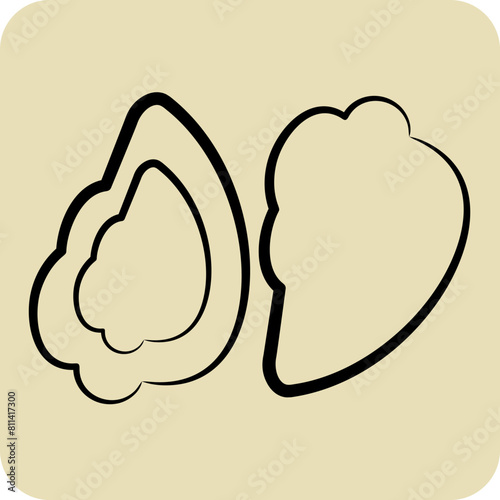 Icon Oyster. related to Seafood symbol. hand drawn style. simple design illustration
