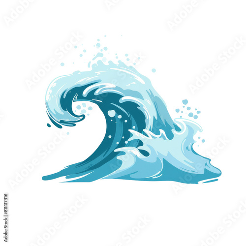 Blue water wave isolated on white background. illustration for your design