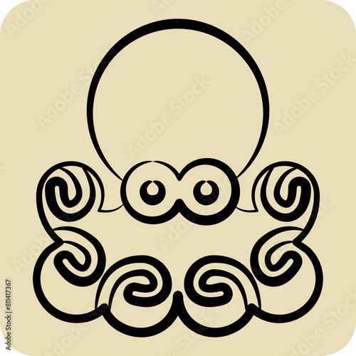 Icon Octopus. related to Seafood symbol. hand drawn style. simple design illustration