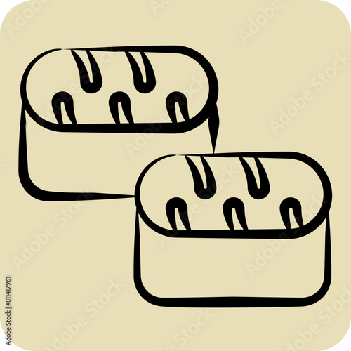 Icon Sushi Tuna. related to Seafood symbol. hand drawn style. simple design illustration