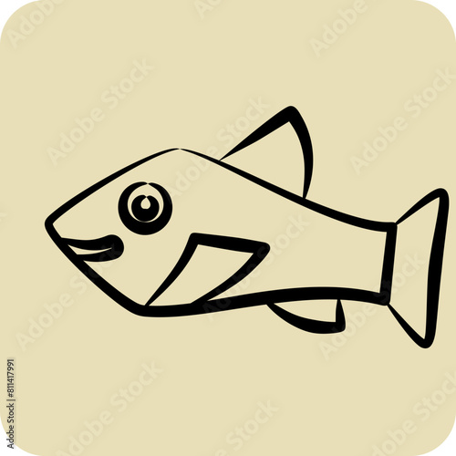 Icon Trout. related to Seafood symbol. hand drawn style. simple design illustration