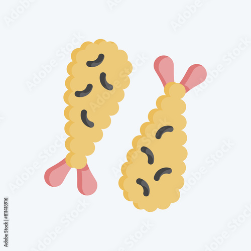 Icon Ebi Fry. related to Seafood symbol. flat style. simple design illustration