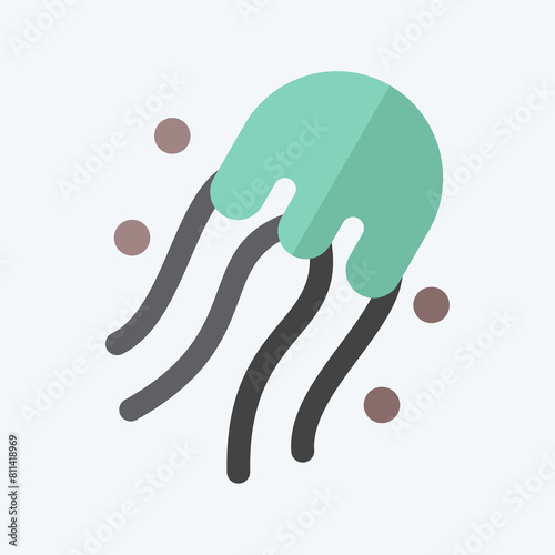 Icon Jelly Fish. related to Seafood symbol. flat style. simple design illustration