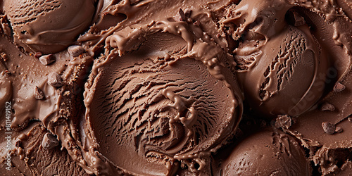 Fototapeta Naklejka Na Ścianę i Meble -  Detailed view of a rich chocolate ice cream, showcasing its creamy texture and decadent appearance