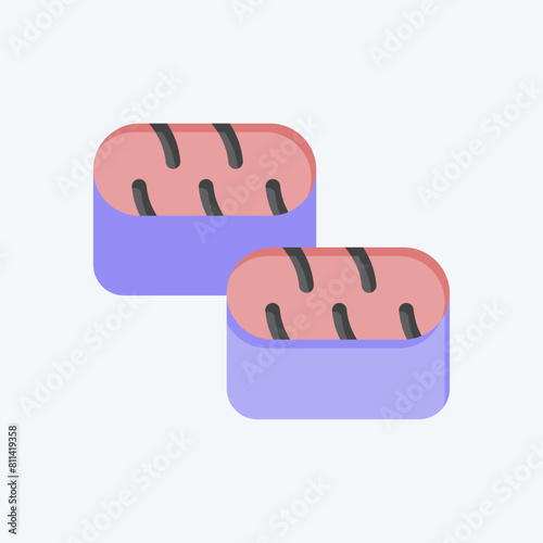 Icon Sushi Tuna. related to Seafood symbol. flat style. simple design illustration