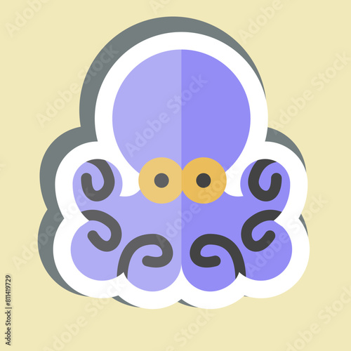Sticker Octopus. related to Seafood symbol. simple design illustration