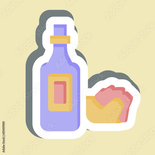 Sticker Seafood Sauce. related to Seafood symbol. simple design illustration